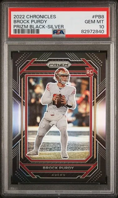 2022 Panini Chronicles Brock Purdy Prizm Black Silver #Pb8 card image