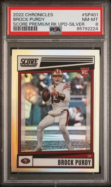 2022 Panini Chronicles Brock Purdy Score Premium Rookies Update Silver #SP401 card image