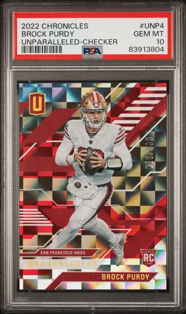 2022 Panini Chronicles Brock Purdy Unparalleled Checker #UNP-4 card image