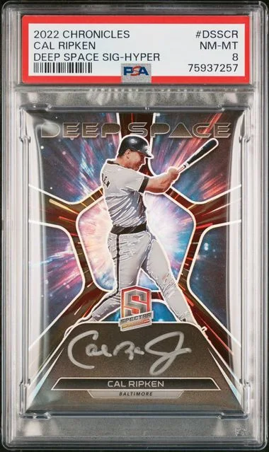 2022 Panini Chronicles Cal Ripken Spectra Deep Space Signatures Hyper #DSSCR card image