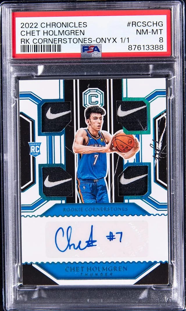 2022 Panini Chronicles Chet Holmgren Cornerstones Onyx 1/1 #RCSCHG card image