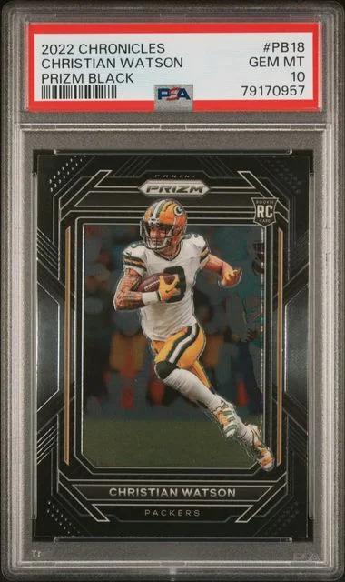 2022 Panini Chronicles Christian Watson Prizm Black #PB18 card image
