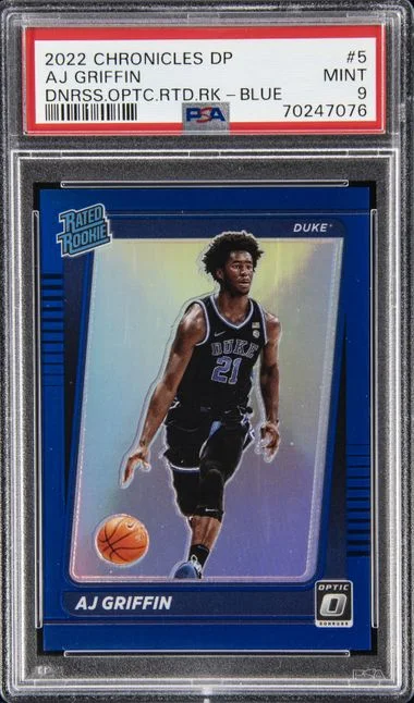 2022 Panini Chronicles Draft Picks AJ Griffin Donruss Optic Rated Blue #5 card image