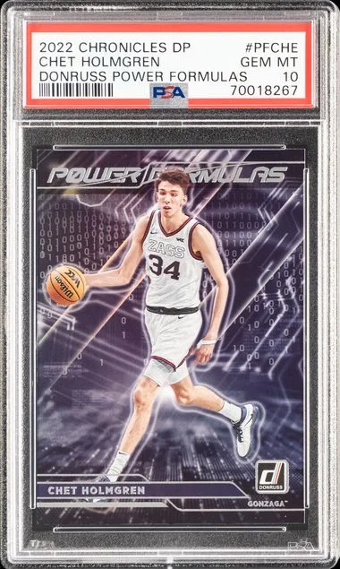 2022 Panini Chronicles Draft Picks Donruss Power Formulas Pfche Chet Holmgren #no-number card image
