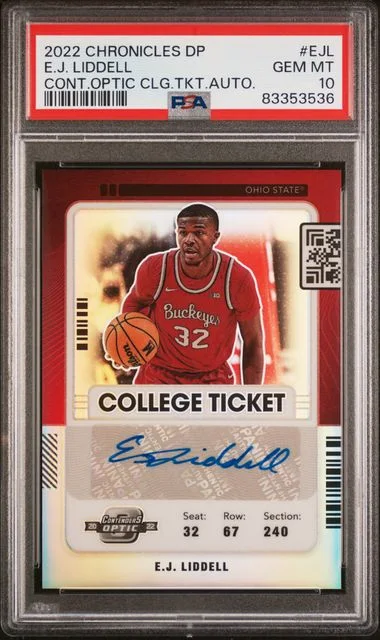 2022 Panini Chronicles Draft Picks E.J. Liddell Contenders Optic College Ticket Autographs #EJL card image