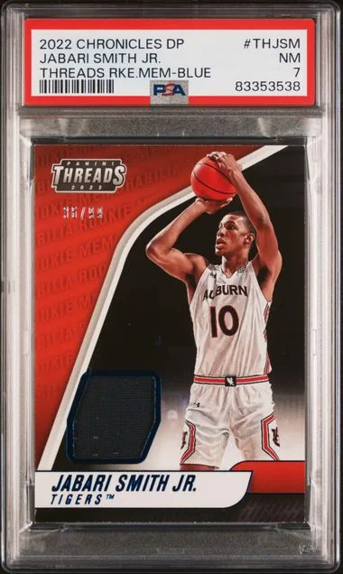 2022 Panini Chronicles Draft Picks Jabari Smith Jr. Threads Memorabilia Blue #THJSM card image