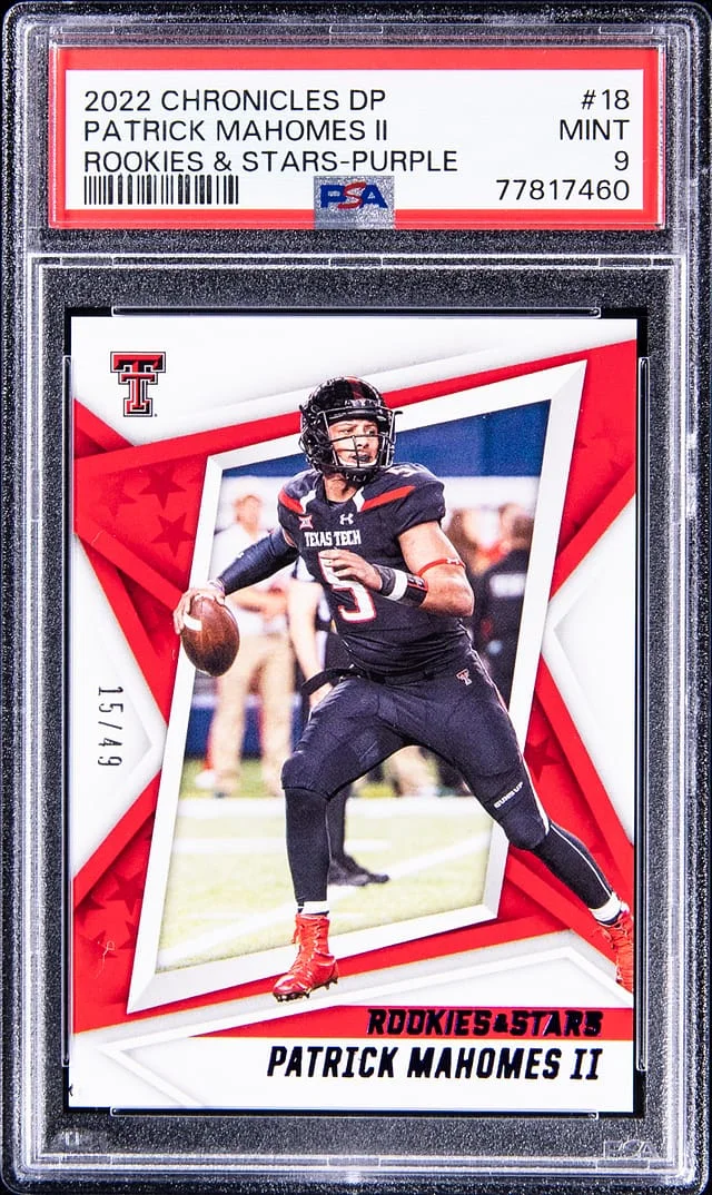 2022 Panini Chronicles Draft Picks Patrick Mahomes II Rookies & Stars Purple #18 card image