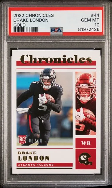 2022 Panini Chronicles Drake London Gold #44 card image