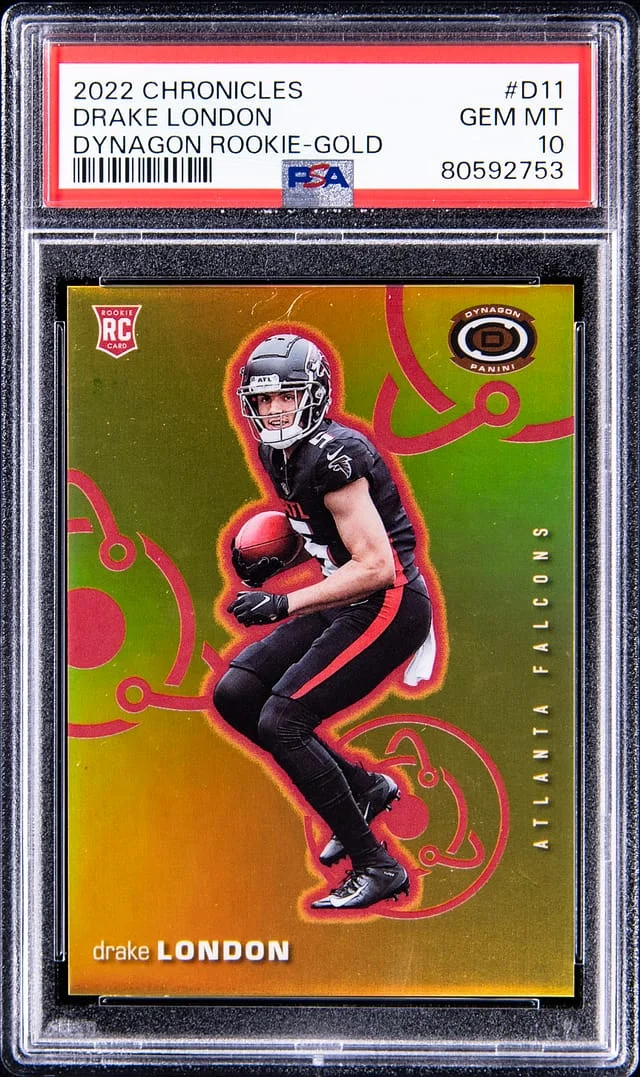 2022 Panini Chronicles Drake London Dynagon Gold #D-11 card image