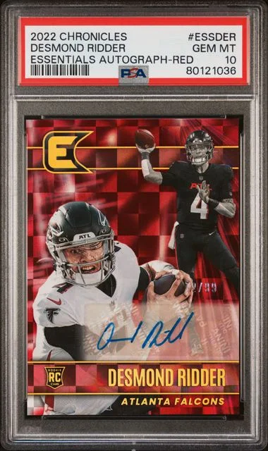 2022 Panini Chronicles Essentials Autographs Red Essder Desmond Ridder #no-number card image