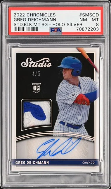 2022 Panini Chronicles Greg Deichmann Studio Black Material Signatures Holo Silver #SMS-GD card image