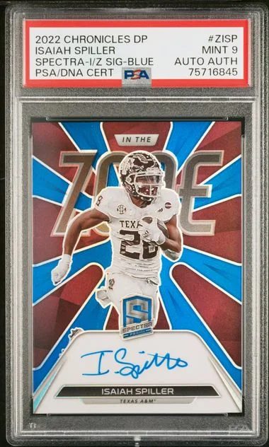 2022 Panini Chronicles Isaiah Spiller Spectra In The Zone Signatures Blue #Z-ISP card image