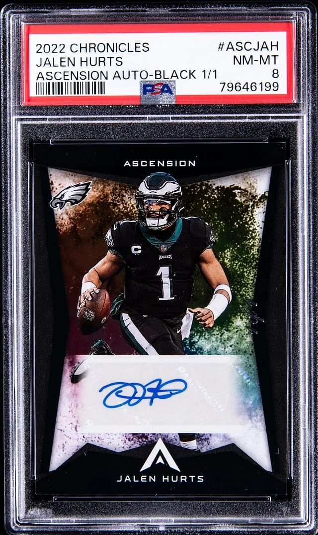 2022 Panini Chronicles Jalen Hurts Ascension Autograph Black #ASC-JAH card image