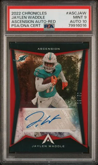 2022 Panini Chronicles Jaylen Waddle Ascension Autographs Red #ASCJAW card image