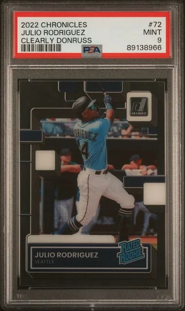 2022 Panini Chronicles Julio Rodriguez Clearly Donruss #72 card image