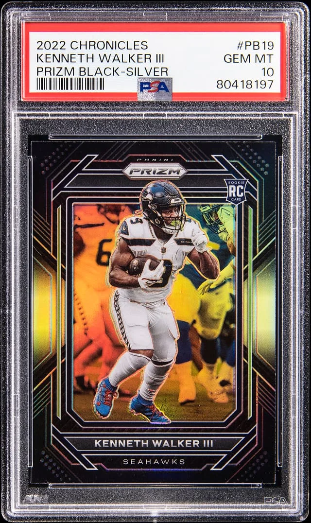 2022 Panini Chronicles Kenneth Walker III Prizm Black Silver #PB-19 card image