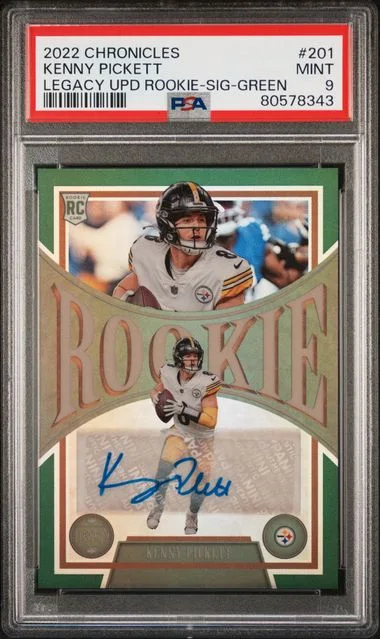 2022 Panini Chronicles Kenny Pickett Legacy Update Rookies Signature-Green #201 card image
