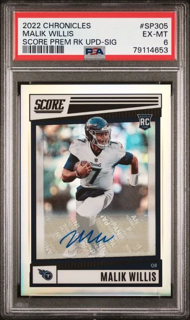 2022 Panini Chronicles Malik Willis Score Premium Rookies Update Signatures #SP-305 card image