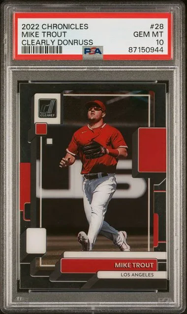 2022 Panini Chronicles Mike Trout Clearly Donruss #28 card image