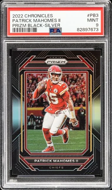 2022 Panini Chronicles Patrick Mahomes II Prizm Black Silver #PB3 card image