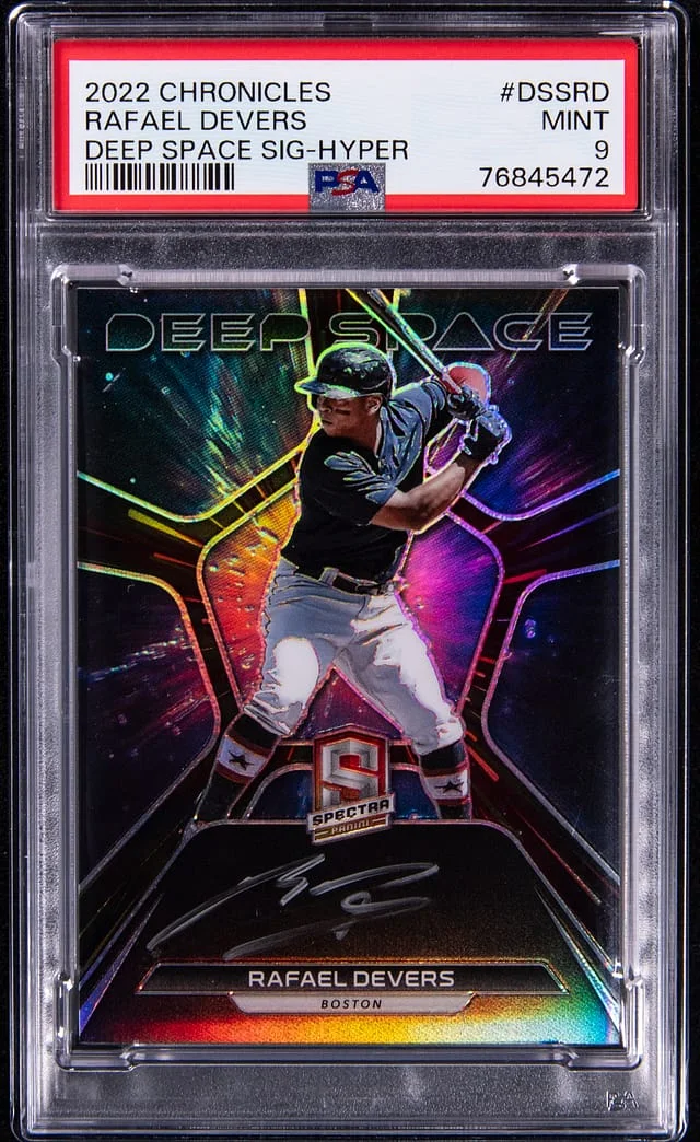 2022 Panini Chronicles Rafael Devers Deep Space Signatures Hyper #DSSRD card image