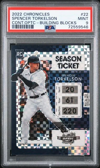 2022 Panini Chronicles Spencer Torkelson Contenders Optic Season Ticket Building Blocks #22 card image