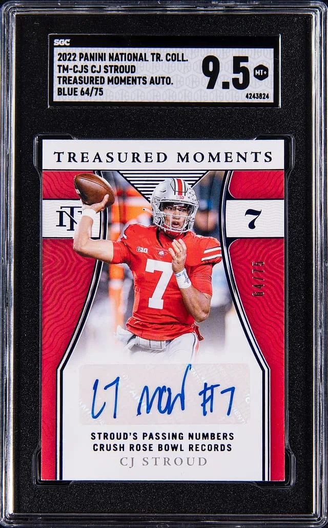 2022 Panini CJ Stroud National Treasure Collegiate Treasured Moments Autograph #TM-CJS card image
