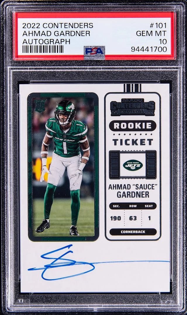 2022 Panini Contenders Ahmad Sauce Gardner Variation Autograph Cracked Ice #101 card image