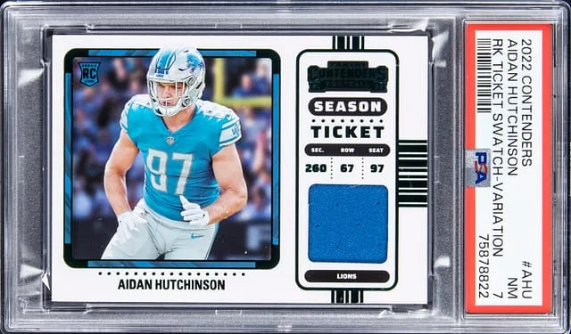 2022 Panini Contenders Aiden Hutchinson Ticket Swatch Variation #AHU card image