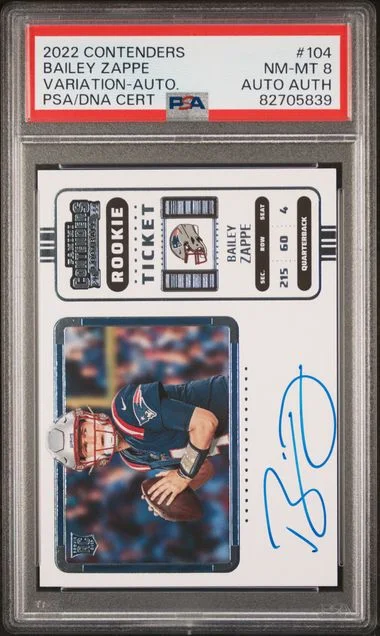 2022 Panini Contenders Bailey Zappe Variation-Autograph #104 card image