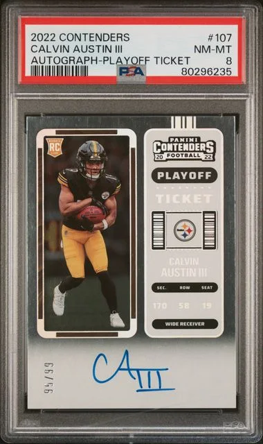 2022 Panini Contenders Calvin Austin III Autograph-Playoff Ticket #107 card image
