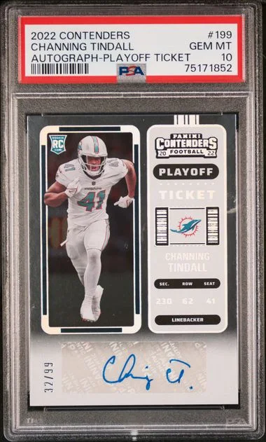 2022 Panini Contenders Channing Tindall Playoff Ticket Autograph #199 card image