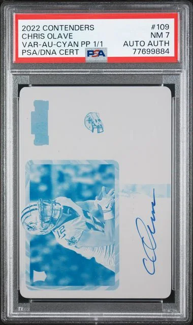 2022 Panini Contenders Chris Olave Variation-Autograph-Cyan Printing Plate 1/1 #109 card image
