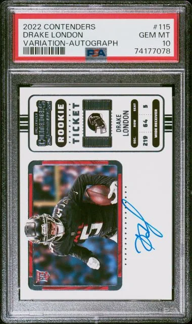2022 Panini Contenders Drake London Ticket Variation Autograph #115 card image