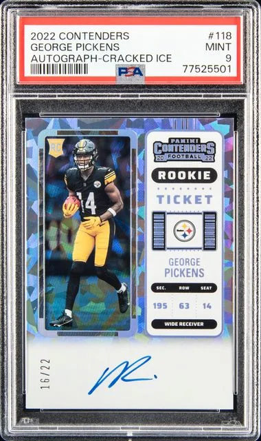2022 Panini Contenders George Pickens Autograph-Cracked Ice Ticket #118 card image