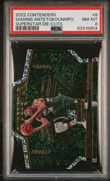 2022 Panini Contenders Giannis Antetokounmpo Superstar Die-Cuts #8 card image