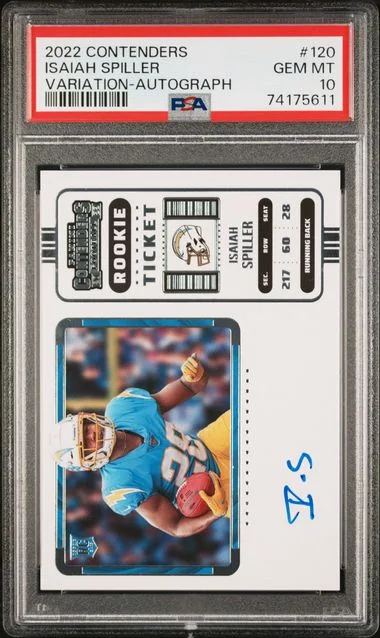 2022 Panini Contenders Isaiah Spiller Variation Autograph #120 card image