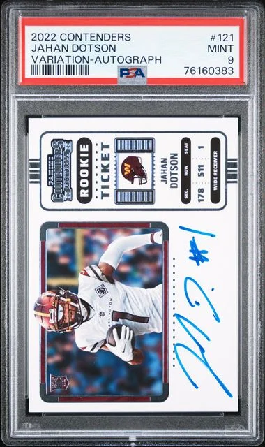 2022 Panini Contenders Jahan Dotson Variation-Autograph-Red Zone #121 card image