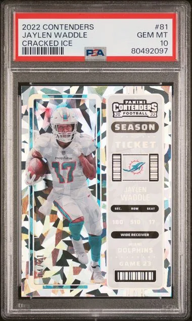 2022 Panini Contenders Jaylen Waddle Cracked Ice Season Ticket #81 card image