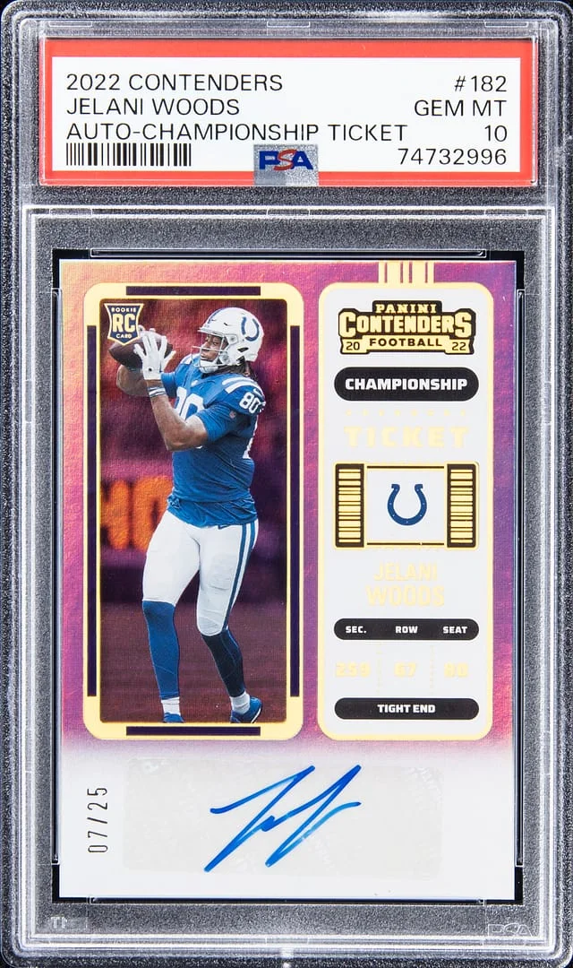 2022 Panini Contenders Jelani Woods Autograph Championship Ticket #182 card image