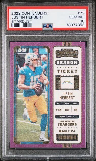 2022 Panini Contenders Justin Herbert Stardust #72 card image