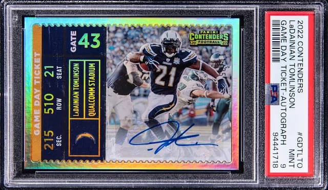 2022 Panini Contenders LaDainian Tomlinson Game Day Ticket Autograph #GDT-LTO card image