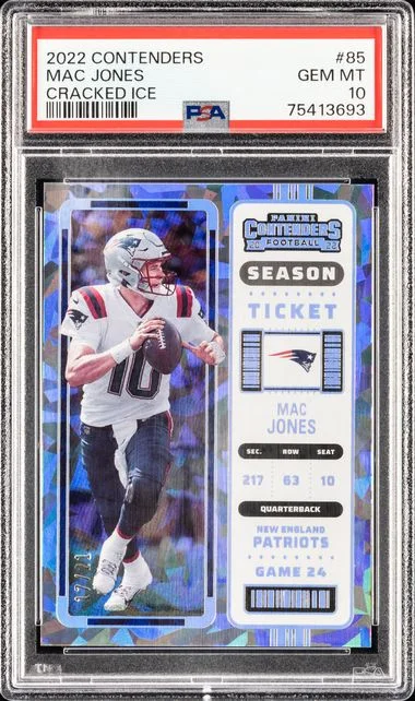 2022 Panini Contenders Mac Jones Cracked Ice #85 card image