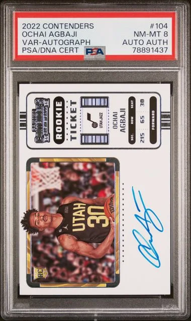 2022 Panini Contenders Ochai Agbaji Variation-Autograph #104 card image