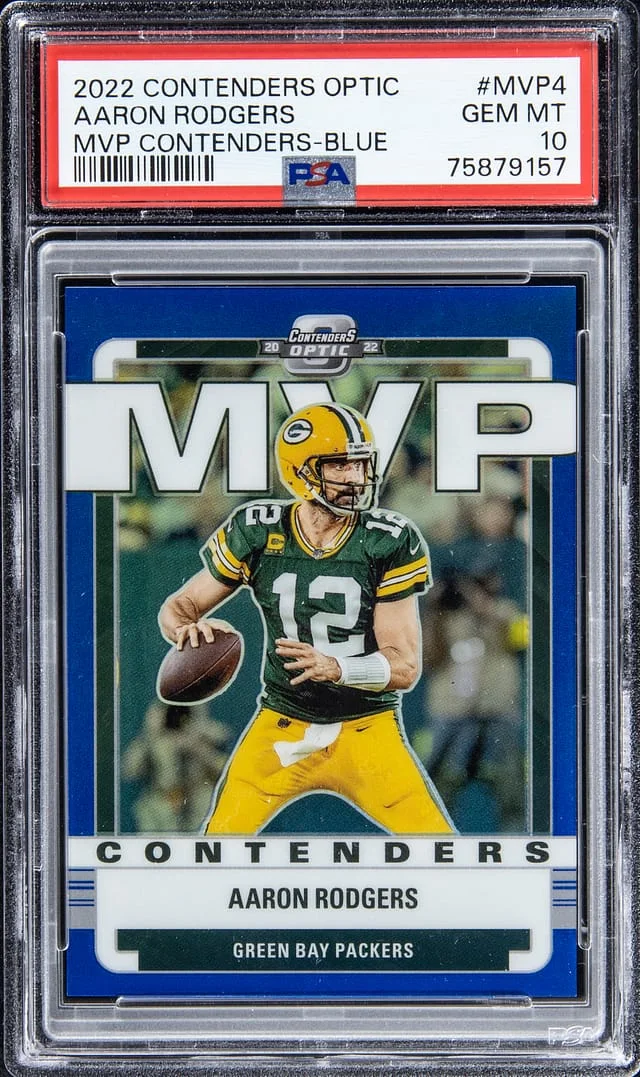 2022 Panini Contenders Optic Aaron Rodgers MVP Contenders Blue #MVP4 card image
