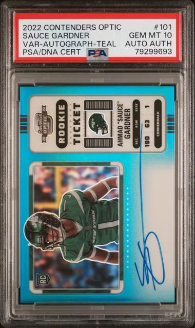 2022 Panini Contenders Optic Ahmad Sauce Gardner Variation Autograph Teal #101 card image