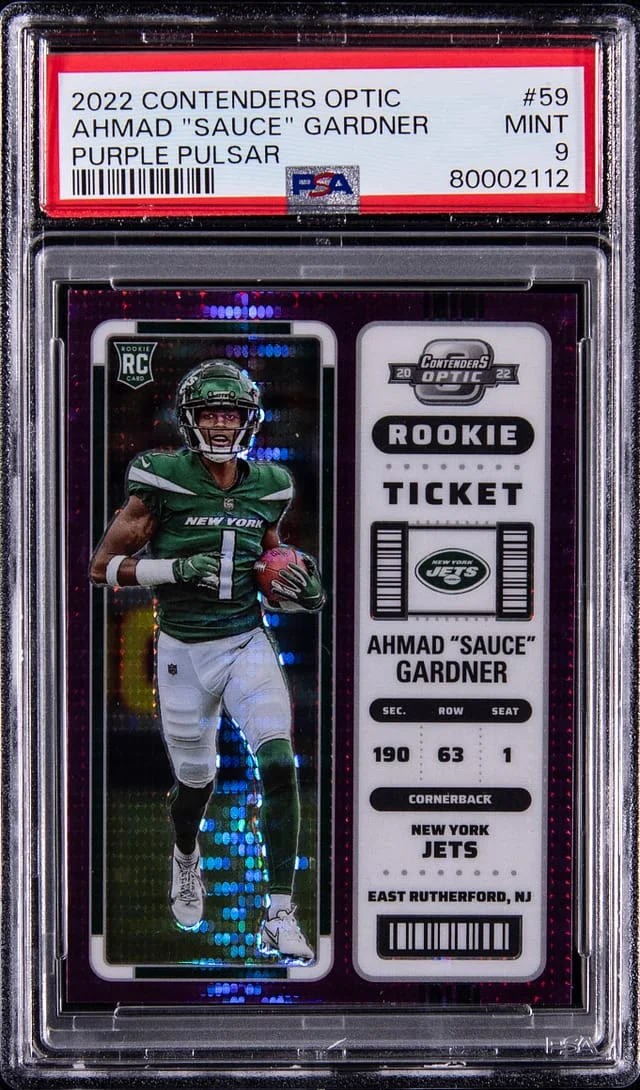 2022 Panini Contenders Optic Ahmad Sauce Gardner Purple Pulsar #59 card image
