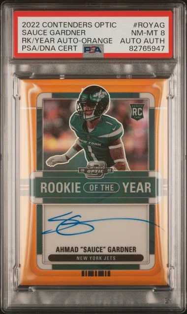 2022 Panini Contenders Optic Ahmad Sauce Gardner Of The Year Contenders Autographs Orange #ROY-AG card image