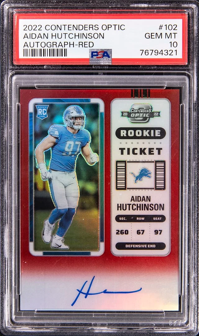 2022 Panini Contenders Optic Aidan Hutchinson Autograph-Gold #102 card image