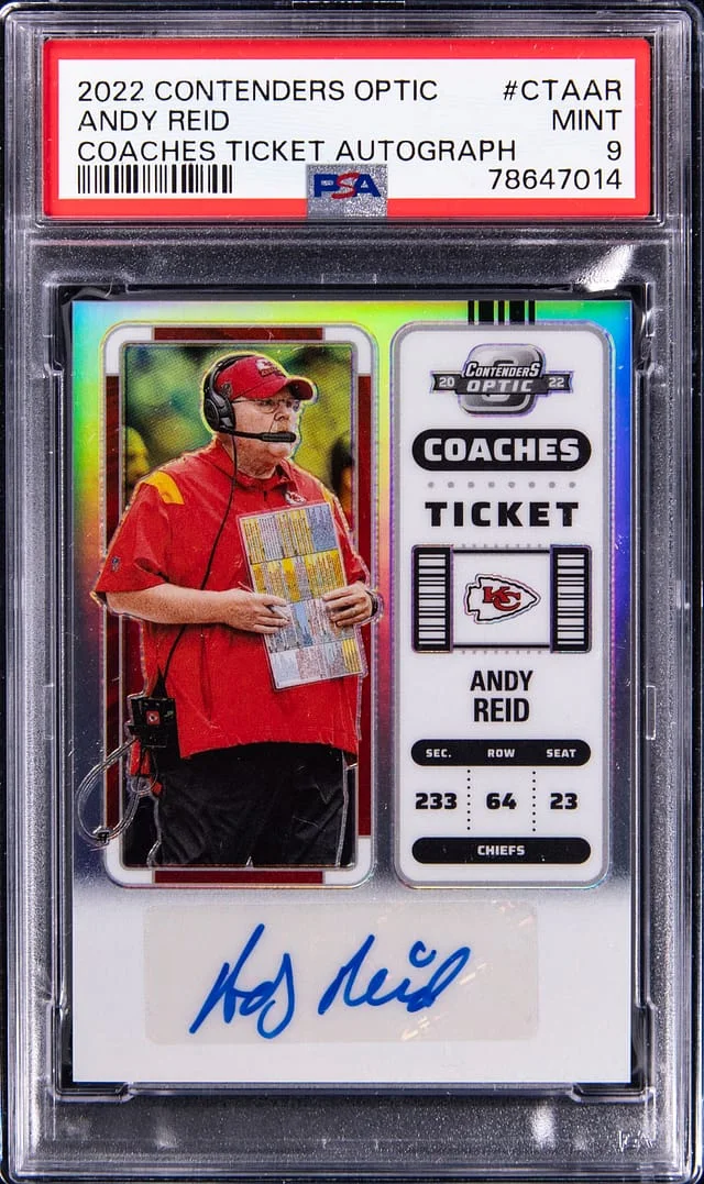 2022 Panini Contenders Optic Andy Reid Coaches Ticket Autograph #CTA-AR card image